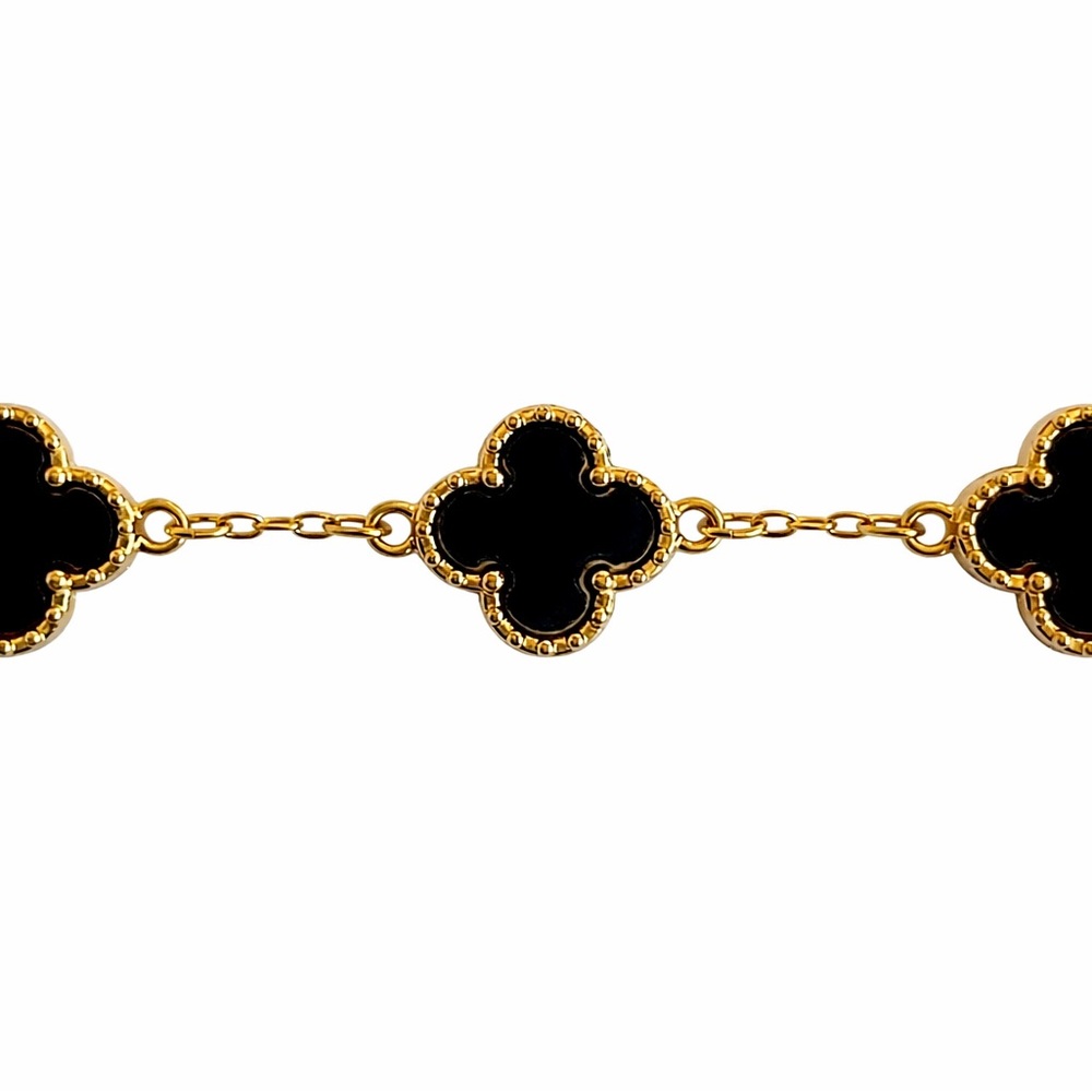 Elegant Gold and Black Clover Bracelet • 6.5”-7.5” - Picture 4 of 4
